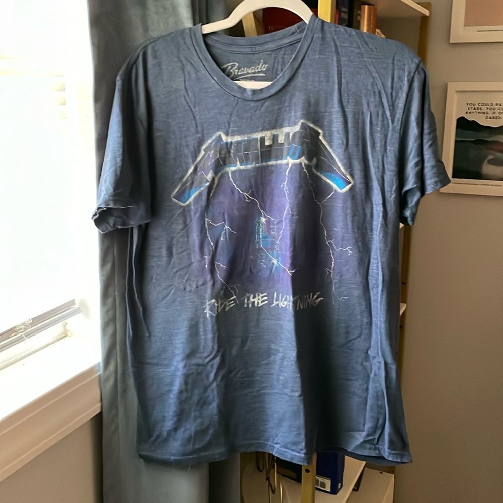 Blue Metallica shirt